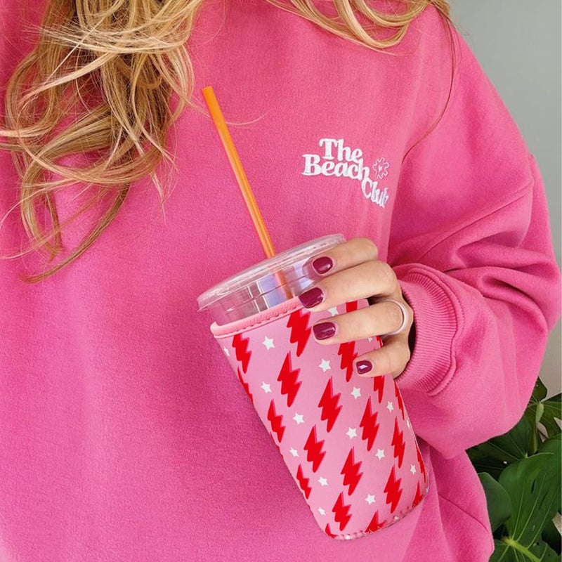 Haevola Reusable Insulated Neoprene Iced Coffee Cup Sleeve, Durable Drink Sleeve for Cold Beverages, Beverage Holder for Iced Coffee, Pink Flash - Image 4